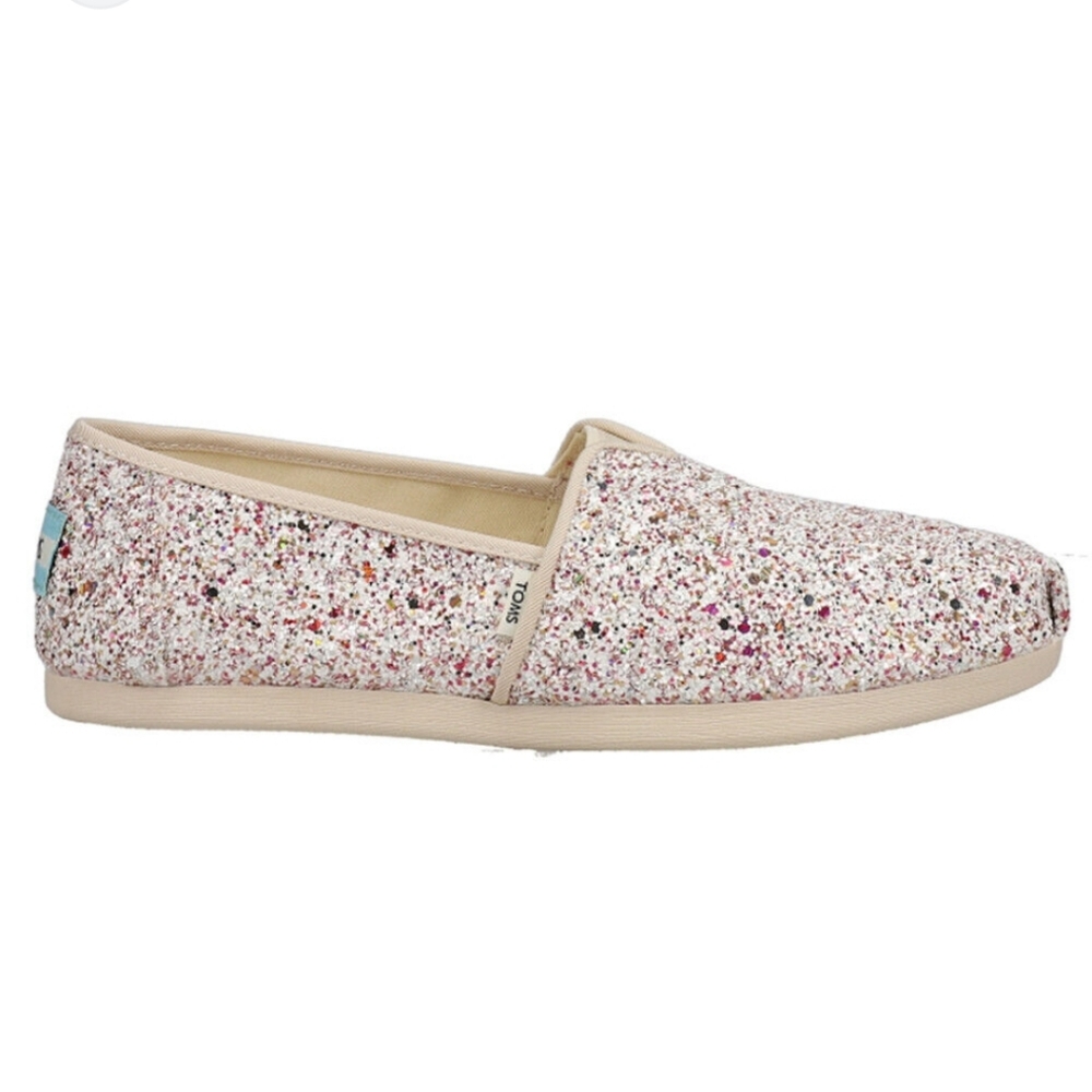 NWOT Toms Alpargata Natural Glitter Slip On Shoes Sneakers Flats Loafers, 8.5 - Picture 2 of 13